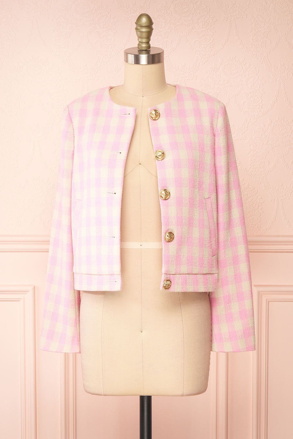 Lybugg | Pink Tweed Blazer w/ Round Collar sold by Boutique 1861