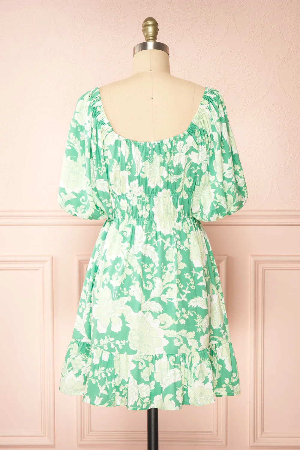 Esadora | Short Green Floral Dress w/ Bows sold by Boutique 1861 product image thumbnail 5