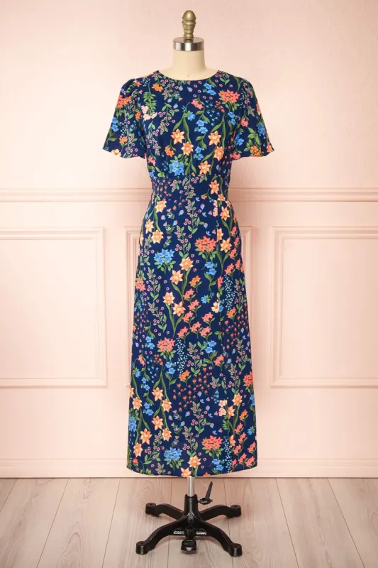 Cirilla | Navy Floral Dress sold by Boutique 1861