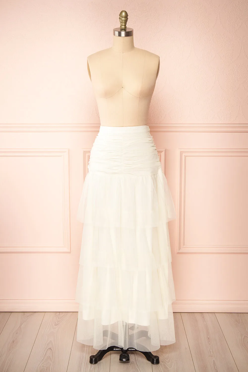 Coralie | Ivory High-Waisted Tiered Tulle Skirt sold by Boutique 1861