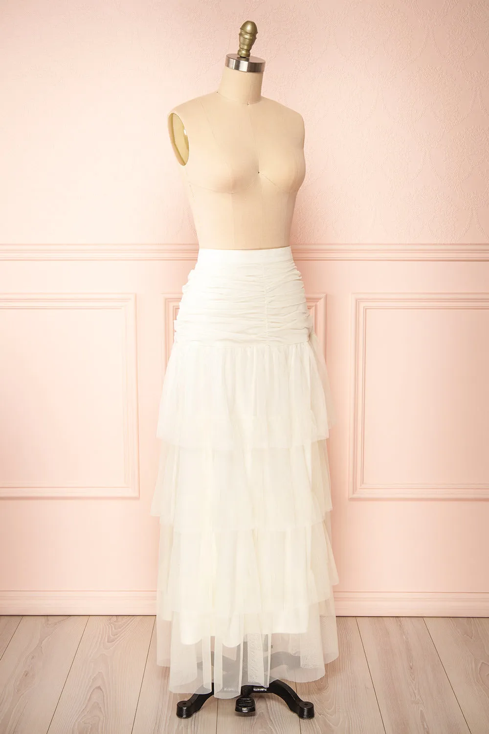 Coralie | Ivory High-Waisted Tiered Tulle Skirt sold by Boutique 1861 product image thumbnail 3