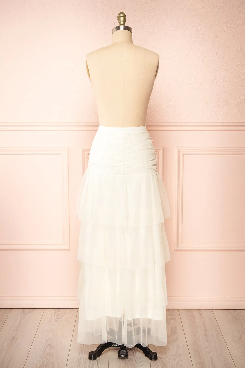 Coralie | Ivory High-Waisted Tiered Tulle Skirt sold by Boutique 1861 product image thumbnail 5