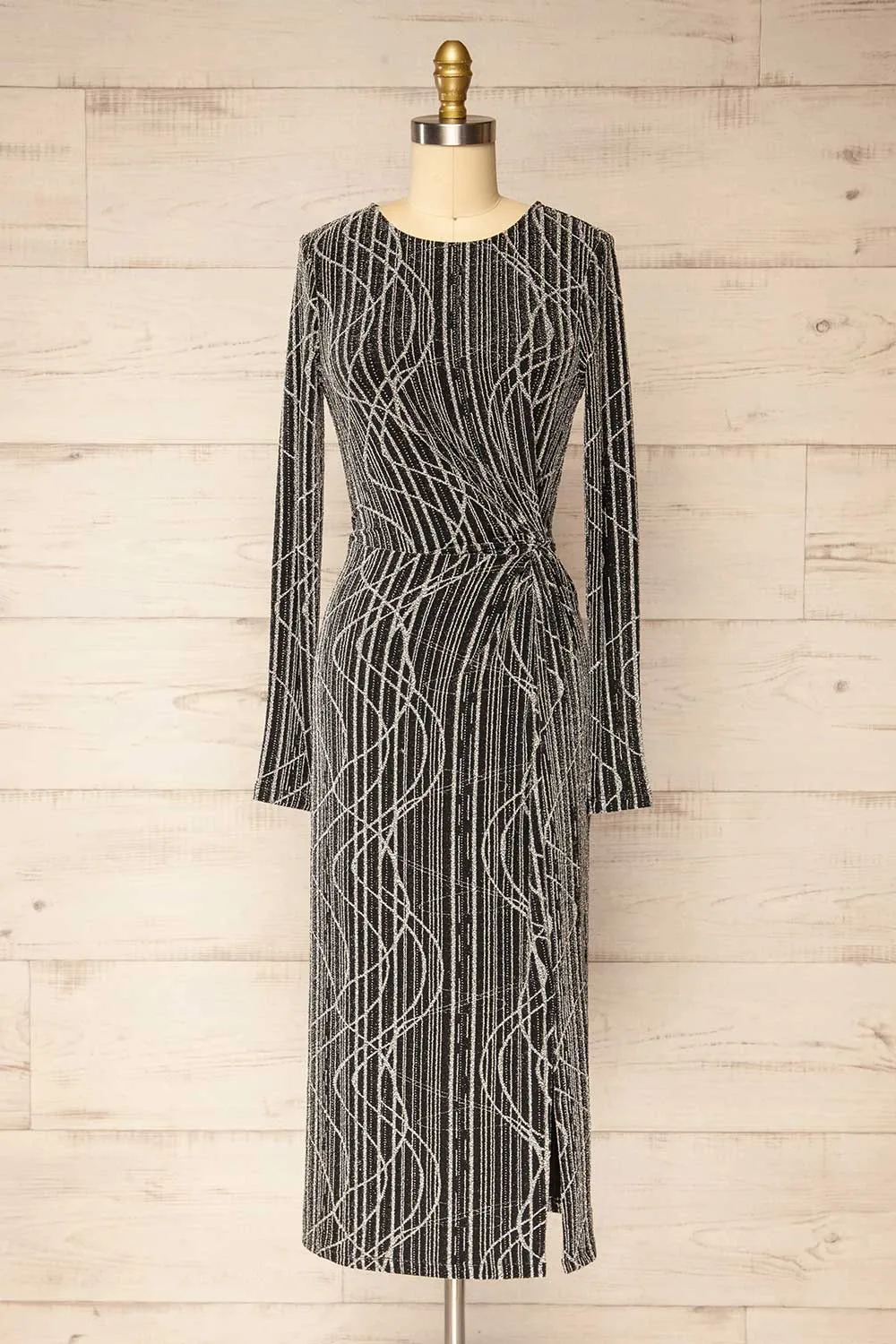 Domingo Silver | Knotted Midi Dress w/ Sparkly Pattern sold by Boutique 1861