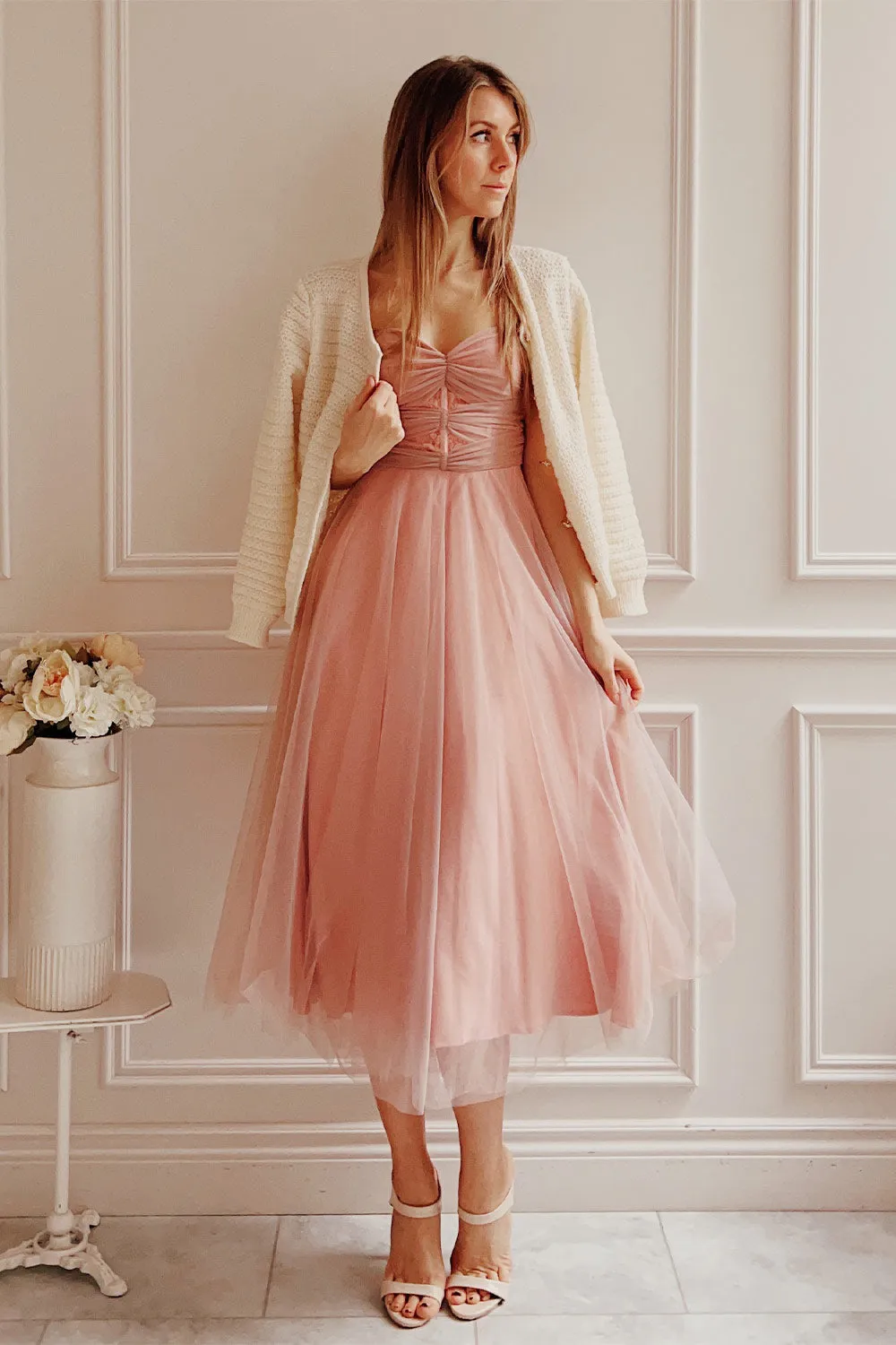 Cyrilla | Midi Pink Tulle Dress sold by Boutique 1861 product image thumbnail 2