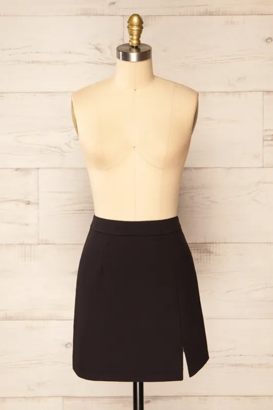 Rivas Black |  Short Skirt w/ Slit sold by Boutique 1861