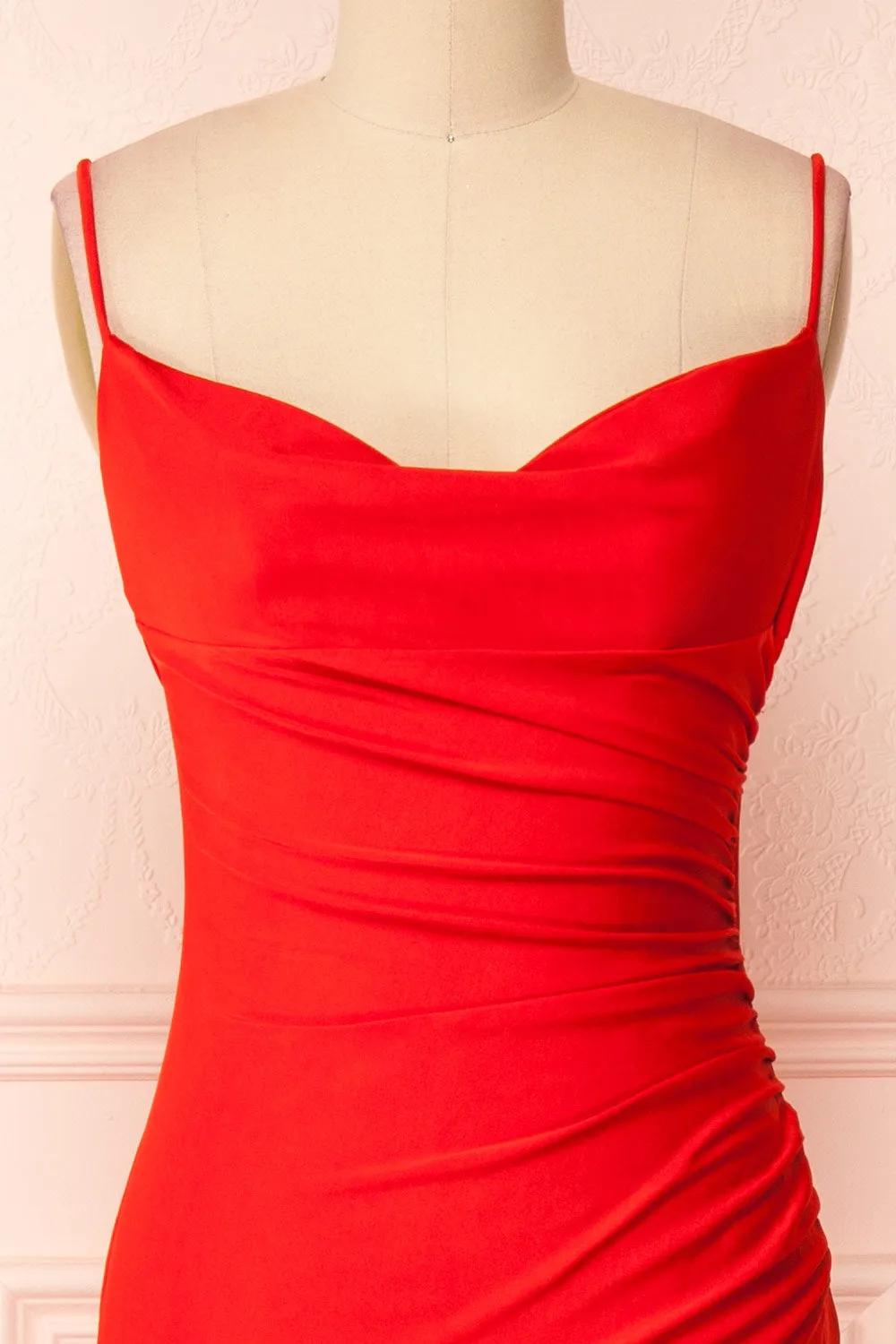 Kristen Red | Fitted Maxi Dress w/ Cowl Neck sold by Boutique 1861 product image thumbnail 3
