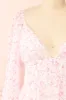 Elowen | Short Pink Floral Dress with Plunging Neckline sold by Boutique 1861