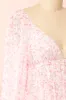 Elowen | Short Pink Floral Dress with Plunging Neckline sold by Boutique 1861