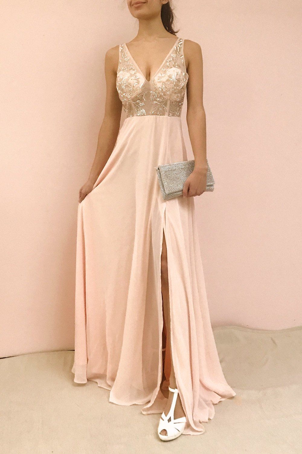 Esther Taupe | Maxi Prom Dress with Slit sold by Boutique 1861 product image thumbnail 2