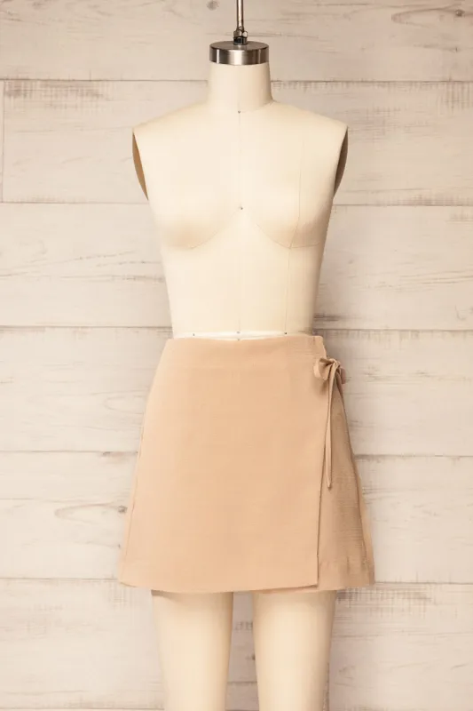 Akron | Beige Skort w/ Bow Detail sold by Boutique 1861