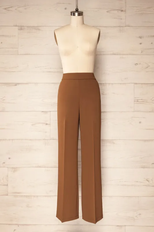 Kampala | Brown High-Waisted Wide-Leg Pants sold by Boutique 1861
