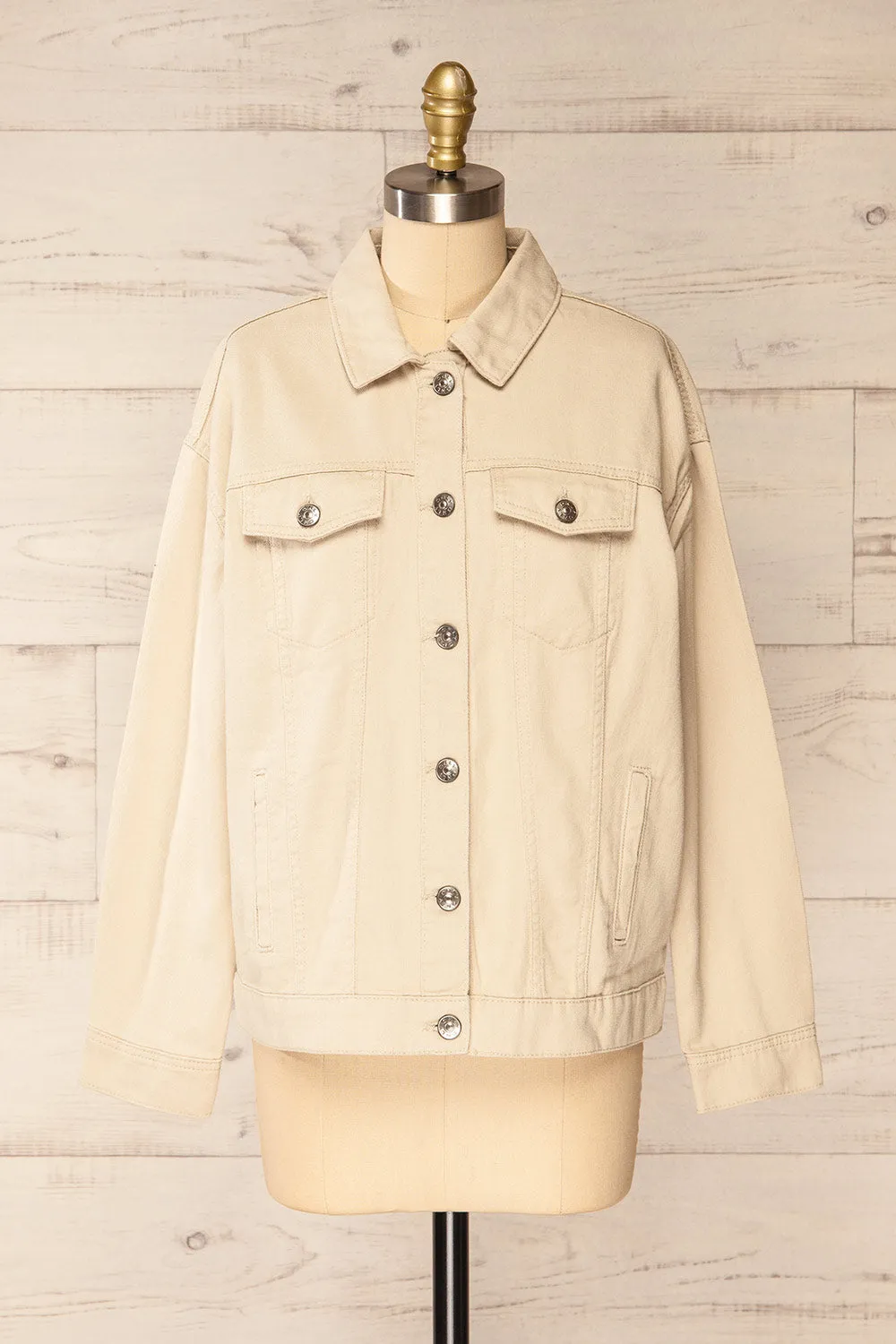 Cleveland Beige | Oversized Denim Jacket sold by Boutique 1861