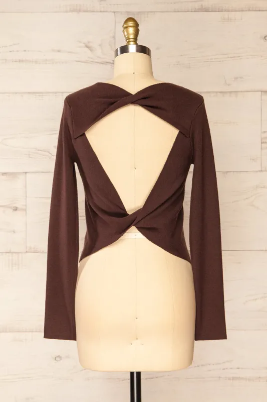 Jorden Brown | Long Sleeve Crossed Back Top sold by Boutique 1861