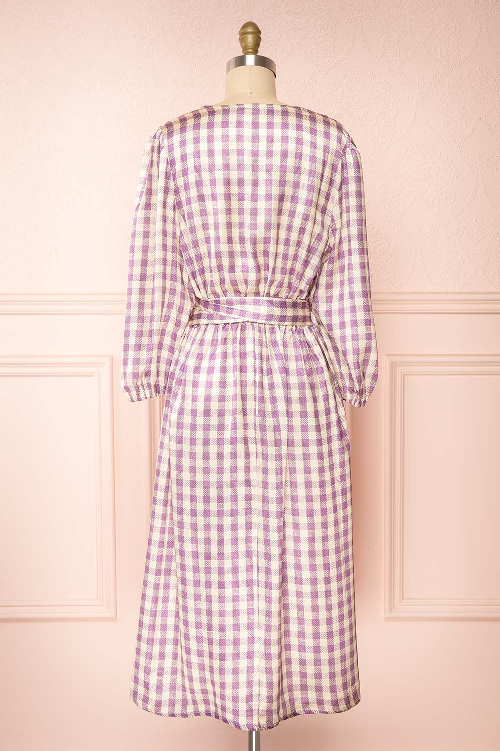 Rhea | Long Sleeve Plaid Satin Midi Dress sold by Boutique 1861 product image thumbnail 5