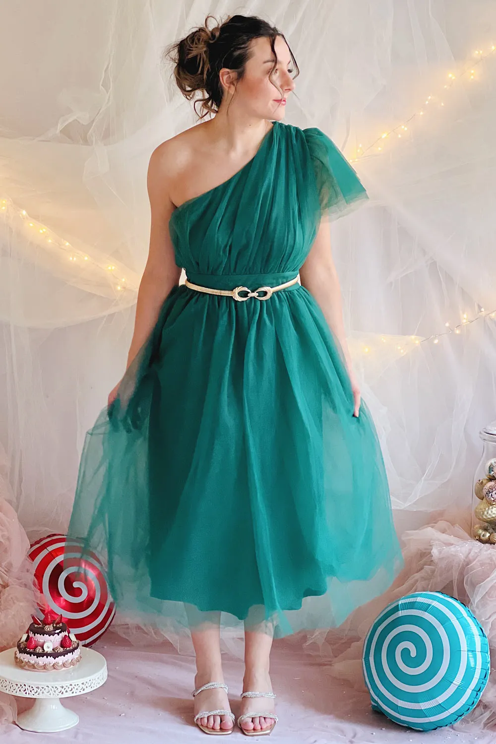 Leillia | Green Tulle Midi Dress sold by Boutique 1861 product image thumbnail 2