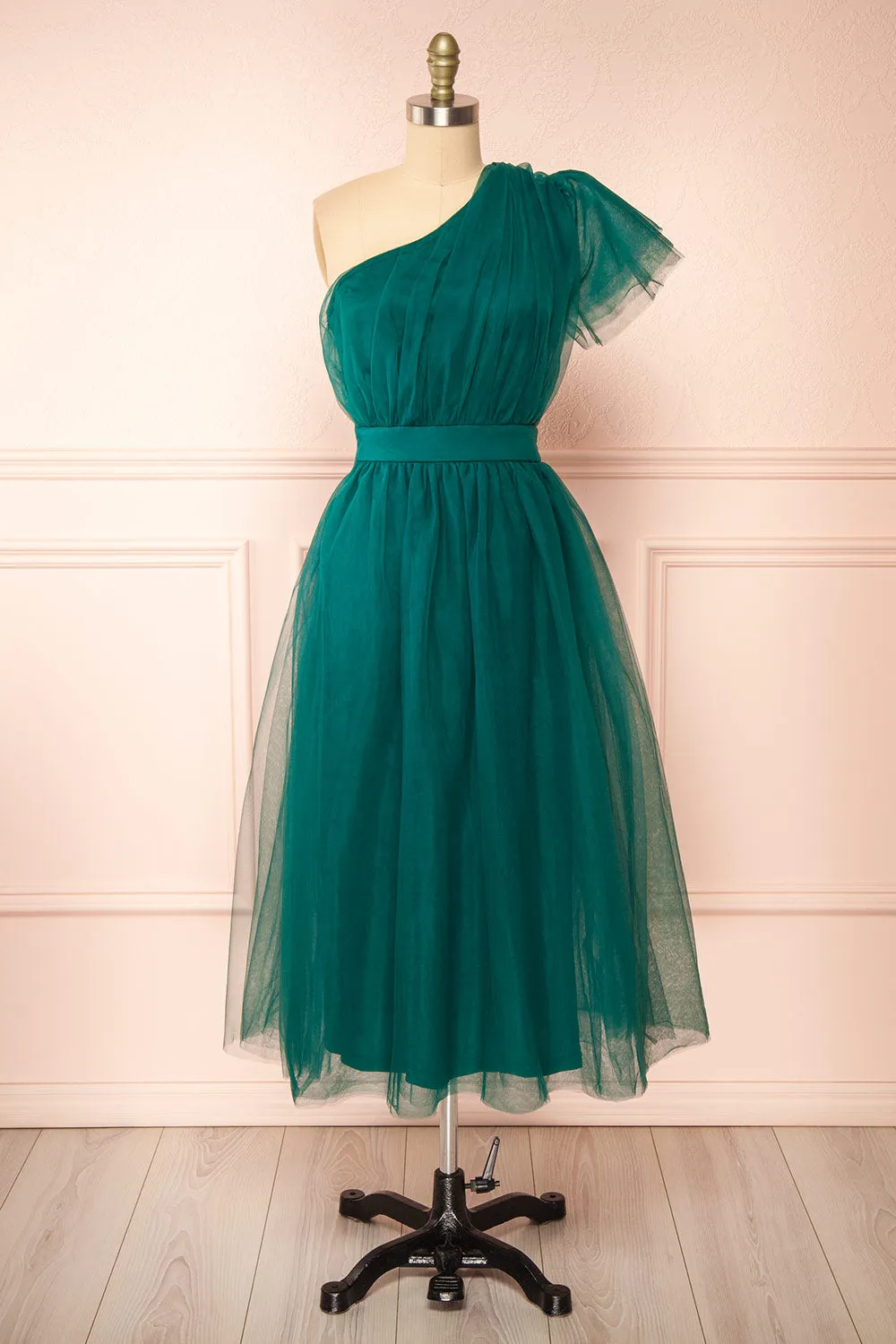 Leillia | Green Tulle Midi Dress sold by Boutique 1861