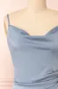 Chloe Blue Grey | Cowl Neck Satin Midi Slip Dress sold by Boutique 1861