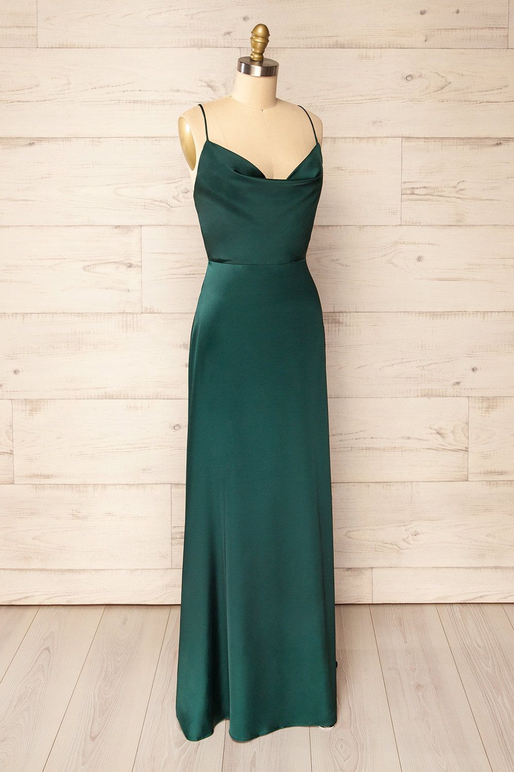 Letheria Green | Cowl Neck Satin Maxi Dress sold by Boutique 1861 product image thumbnail 3