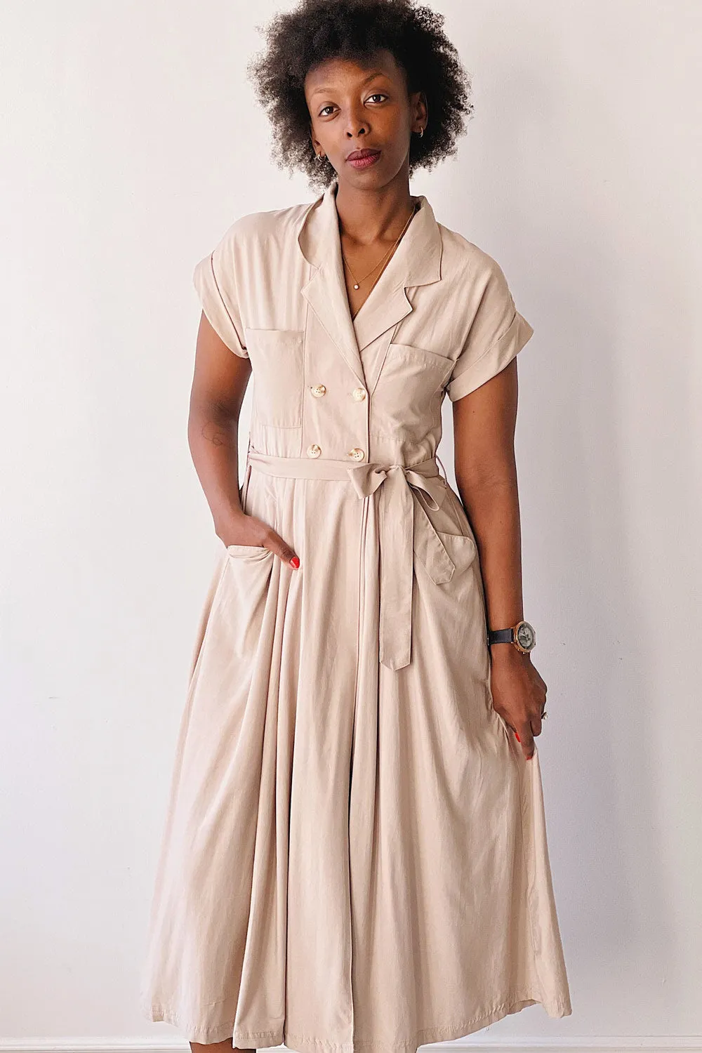 Waverly Beige | Double-Breasted Dress w/ Tie Belt sold by Boutique 1861 product image thumbnail 2