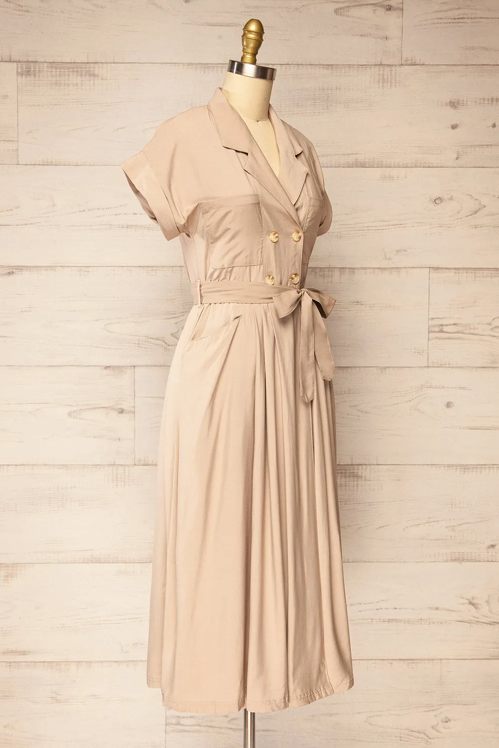 Waverly Beige | Double-Breasted Dress w/ Tie Belt sold by Boutique 1861 product image thumbnail 4
