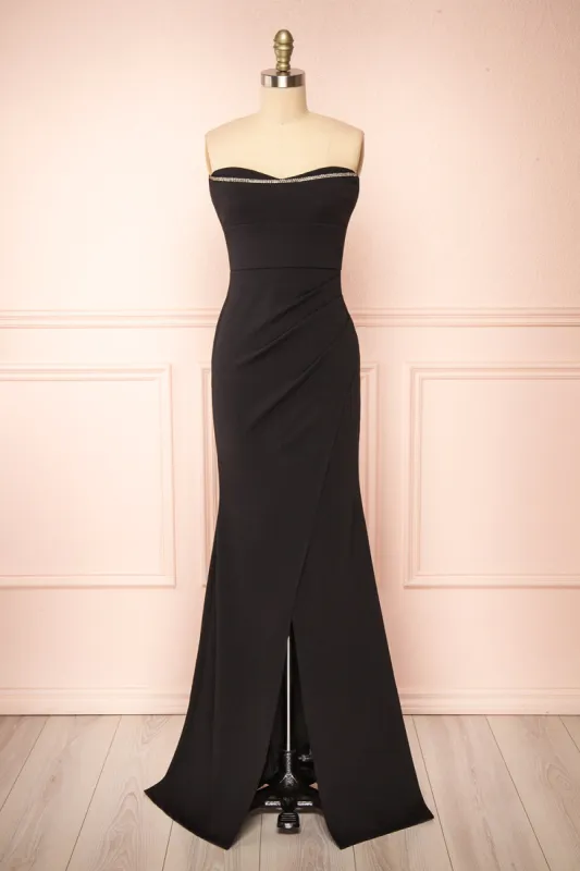Elvya Black | Bustier Maxi Mermaid Dress sold by Boutique 1861