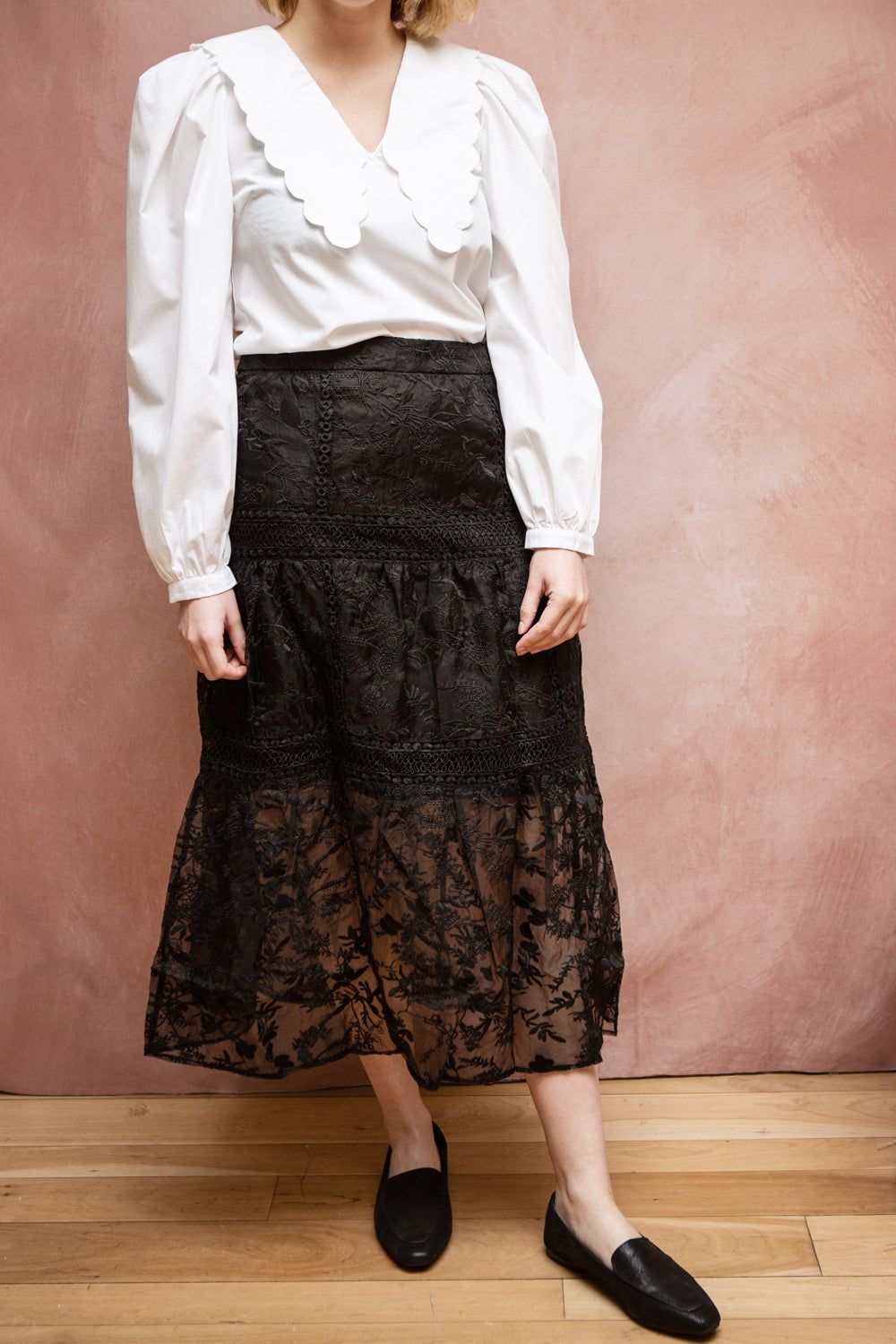 Knauttia | Floral Embroidered Mesh Skirt sold by Boutique 1861 product image thumbnail 2