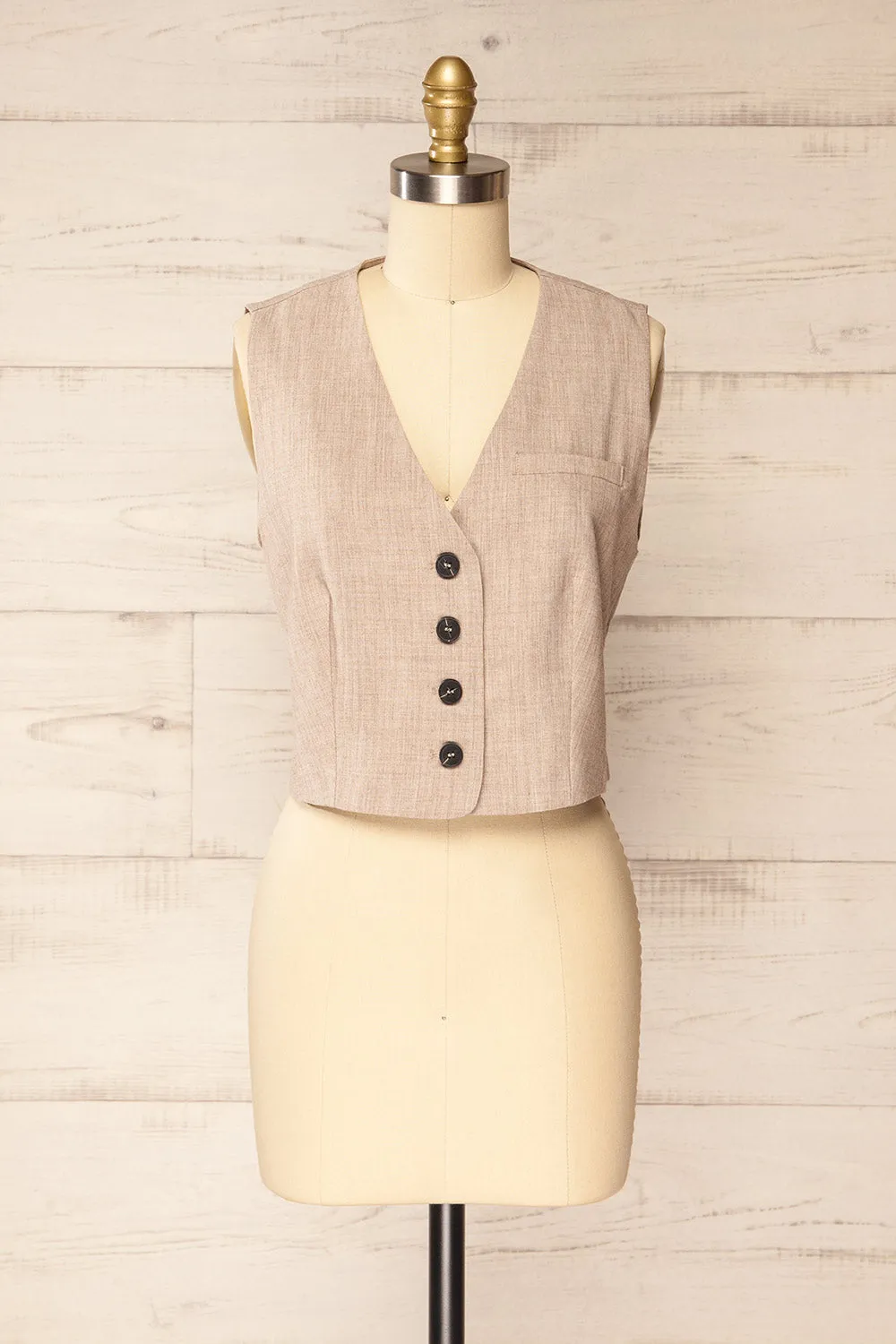 Caluire | Cropped Beige Waistcoat sold by Boutique 1861