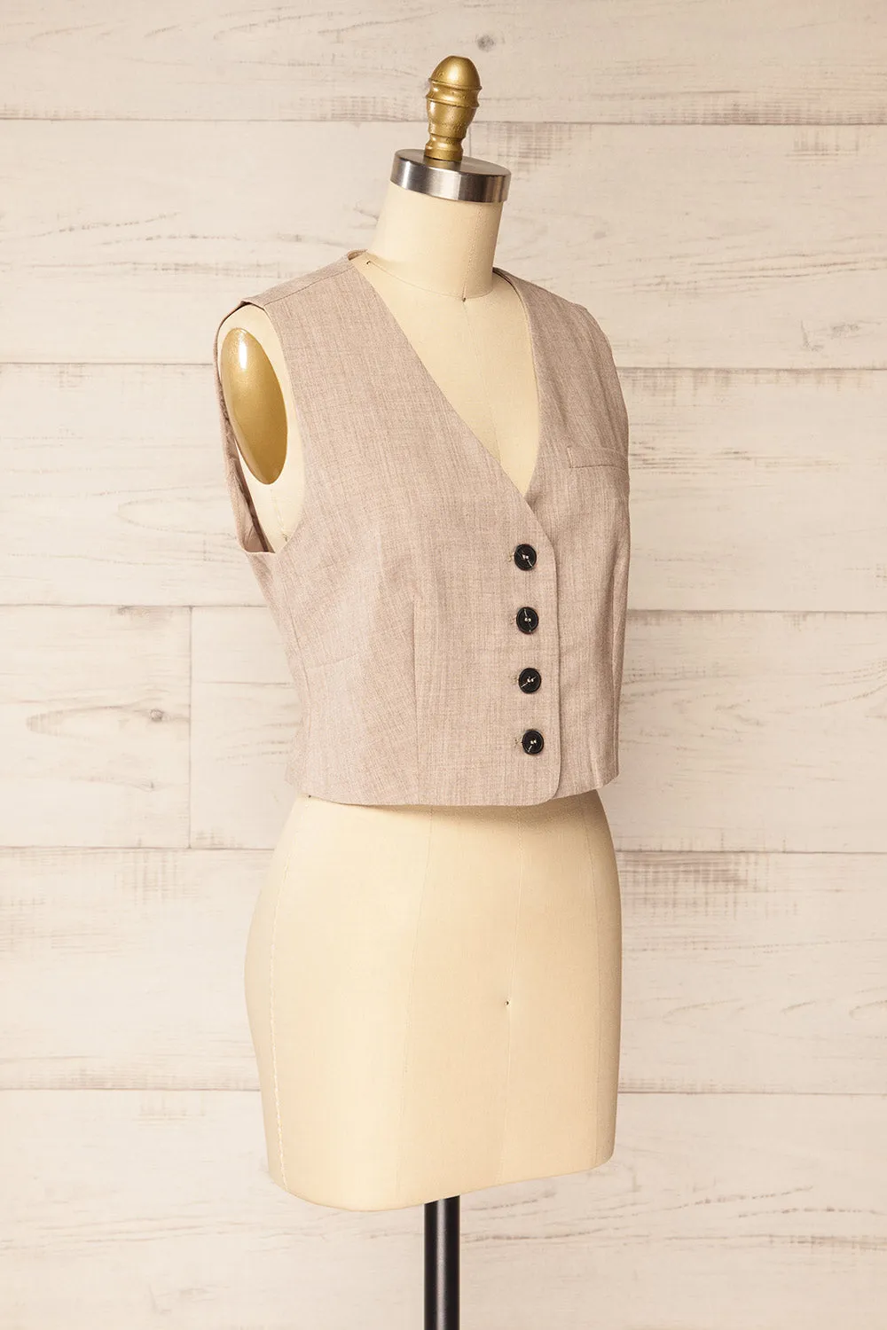 Caluire | Cropped Beige Waistcoat sold by Boutique 1861 product image thumbnail 3