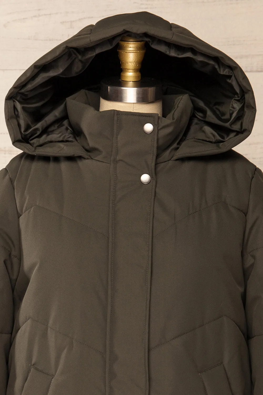 Tuvalu Khaki | Quilted Coat w/ Side Vents sold by Boutique 1861 product image thumbnail 3