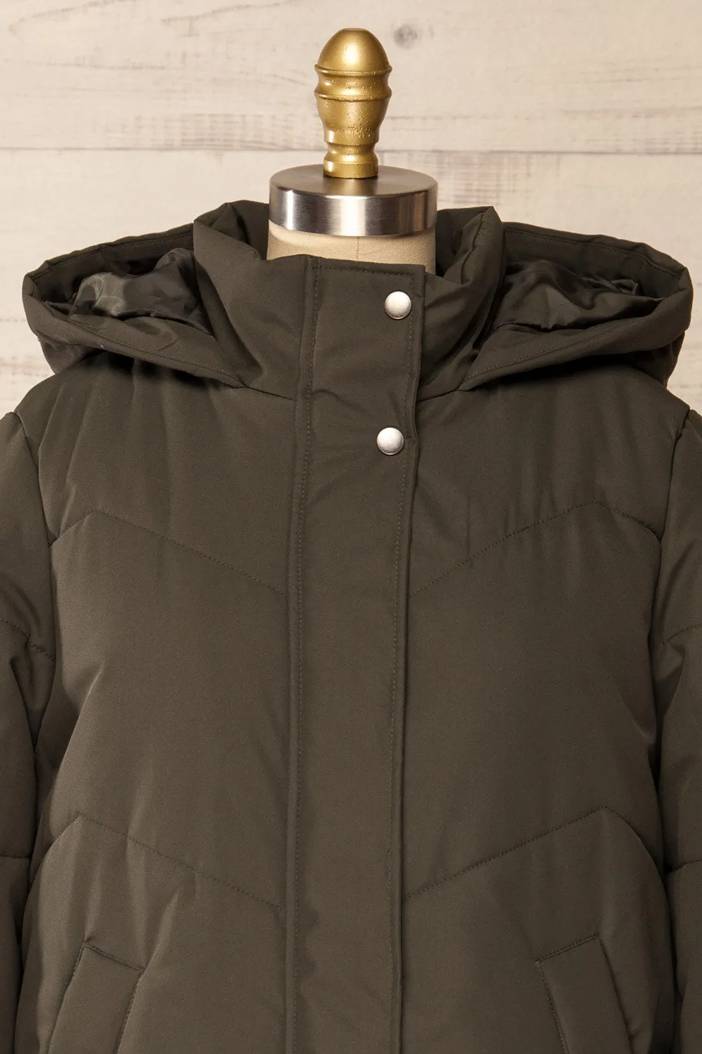 Tuvalu Khaki | Quilted Coat w/ Side Vents sold by Boutique 1861 product image thumbnail 4