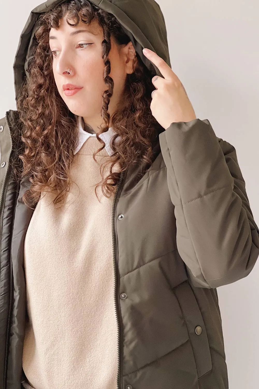 Tuvalu Khaki | Quilted Coat w/ Side Vents sold by Boutique 1861 product image thumbnail 2