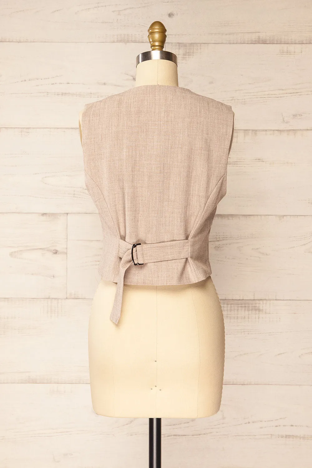 Caluire | Cropped Beige Waistcoat sold by Boutique 1861 product image thumbnail 5