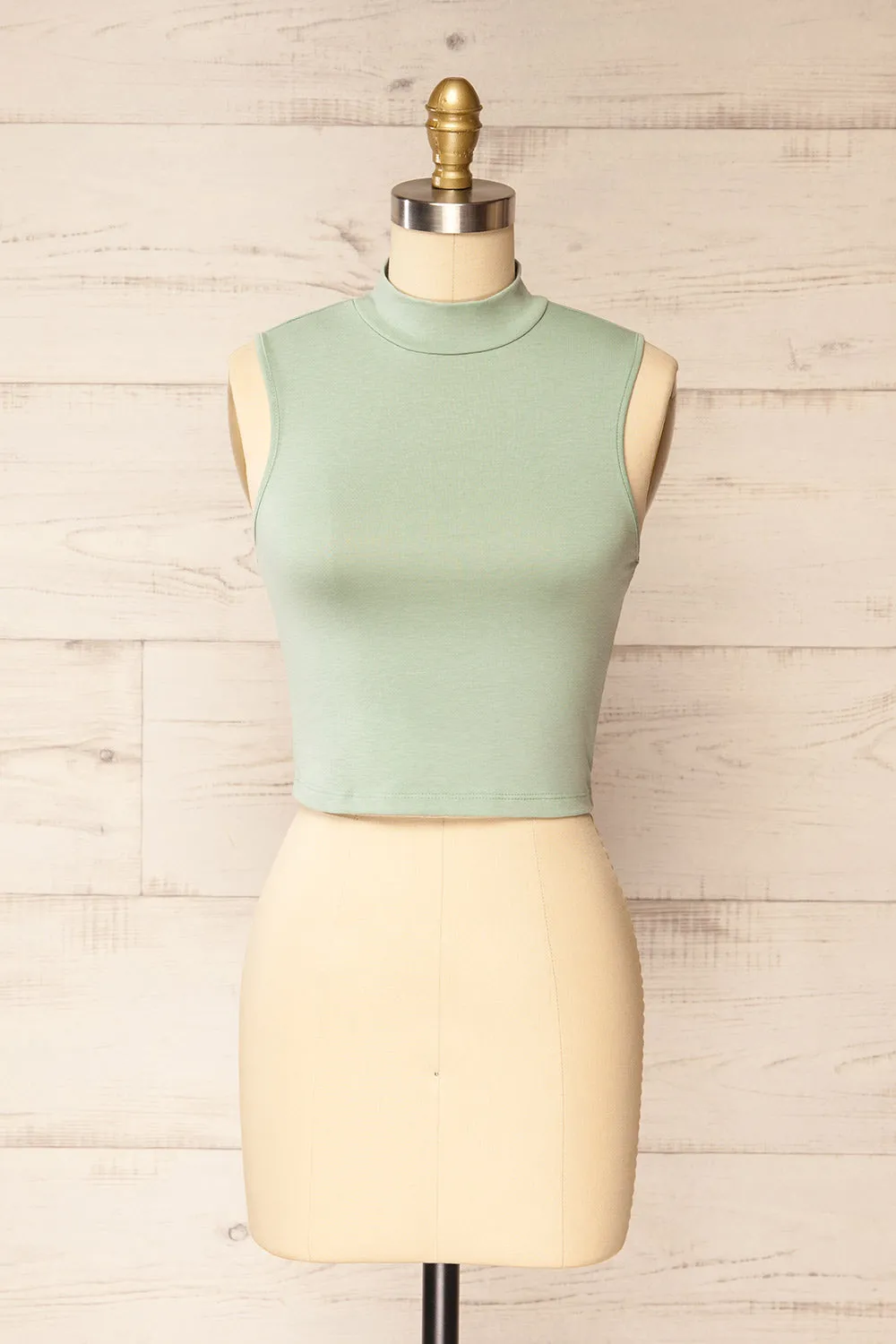 Karachi Sage | Crop Top w/ Mock Neck sold by Boutique 1861