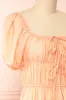 Imna Peach | A-Line Midi Dress w/ Puffy Sleeves sold by Boutique 1861