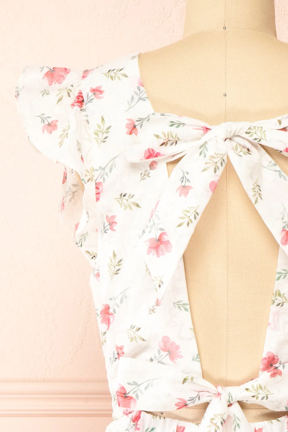 Prunne | Short White Floral Dress w/ Open Back sold by Boutique 1861 product image thumbnail 3