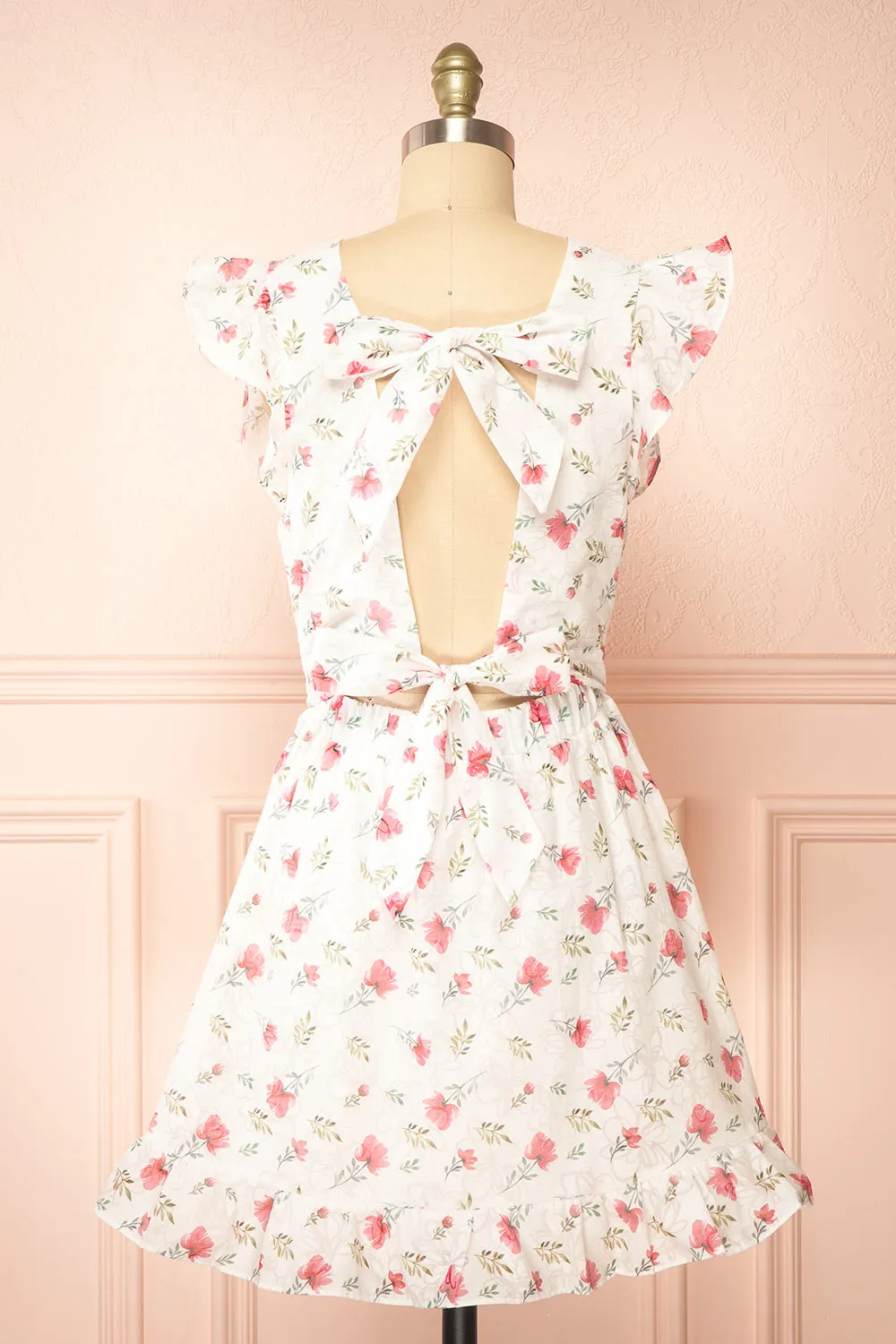 Prunne | Short White Floral Dress w/ Open Back sold by Boutique 1861 product image thumbnail 4