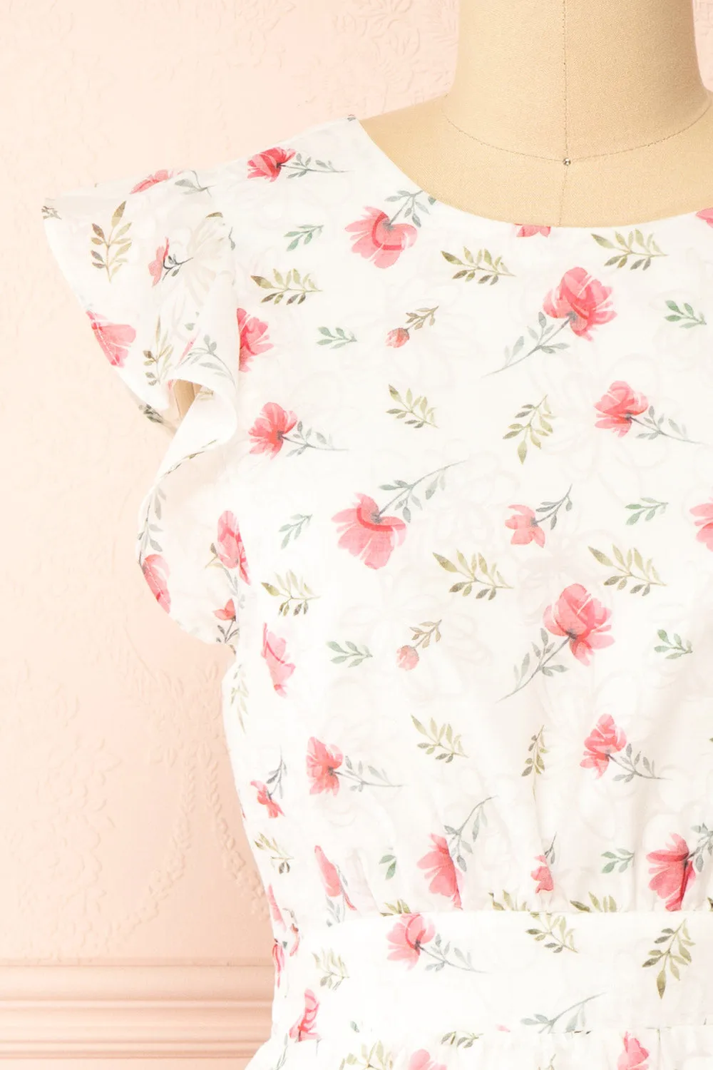 Prunne | Short White Floral Dress w/ Open Back sold by Boutique 1861 product image thumbnail 5