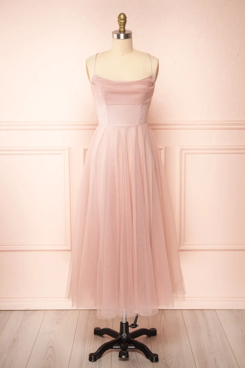 Valerie Blush | A-Line Tulle Midi Dress sold by Boutique 1861