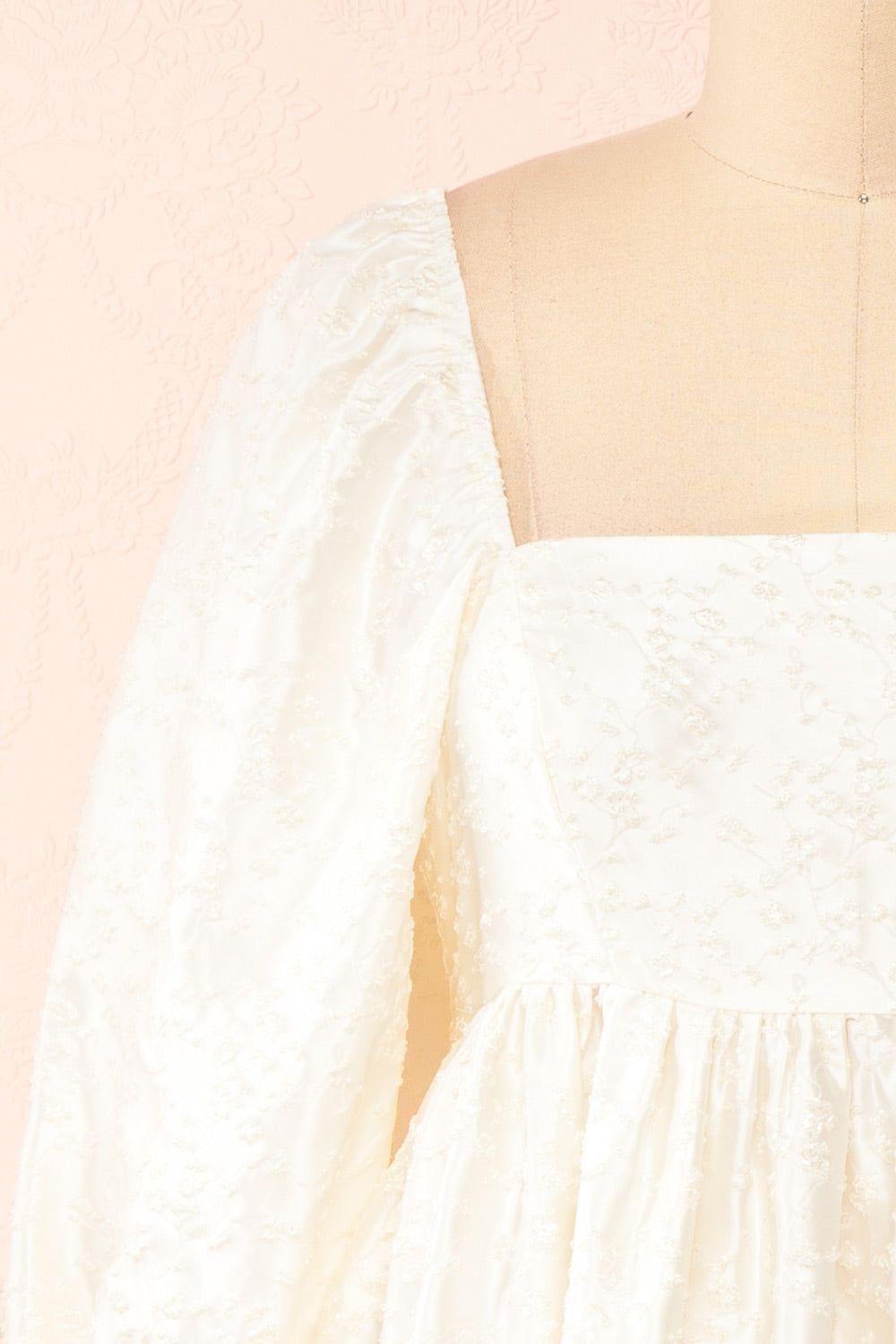Betie | Ivory Satin Embroidered Babydoll Dress sold by Boutique 1861 product image thumbnail 3