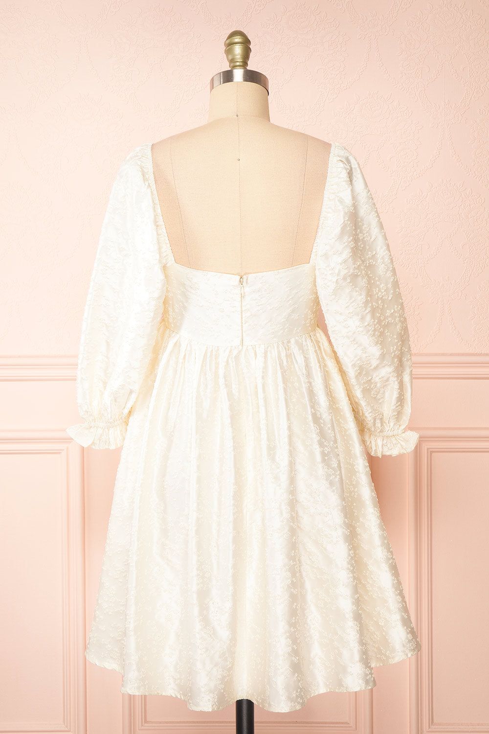 Betie | Ivory Satin Embroidered Babydoll Dress sold by Boutique 1861 product image thumbnail 6