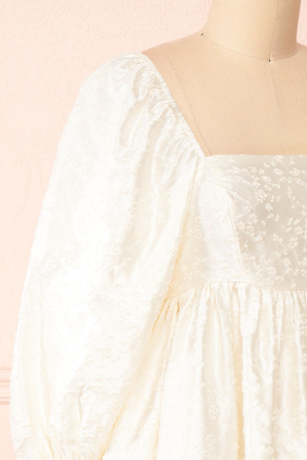 Betie | Ivory Satin Embroidered Babydoll Dress sold by Boutique 1861 product image thumbnail 5