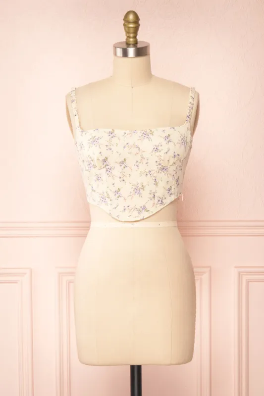 Cissiae Beige | Floral Cropped Tank Top sold by Boutique 1861