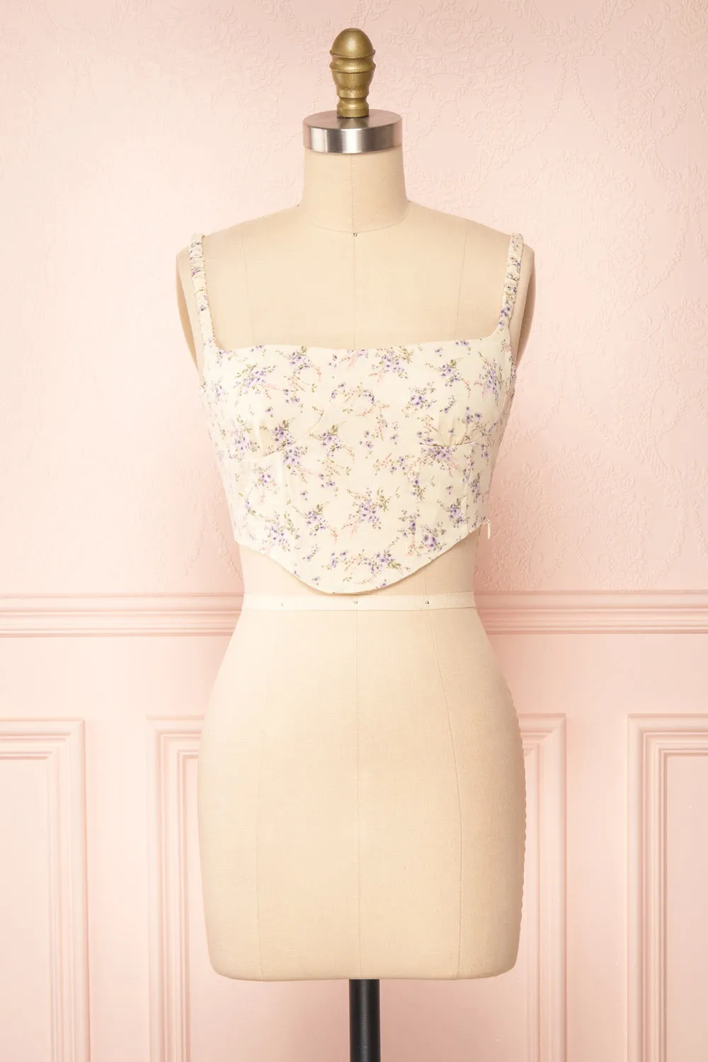 Cissiae Beige | Floral Cropped Tank Top sold by Boutique 1861