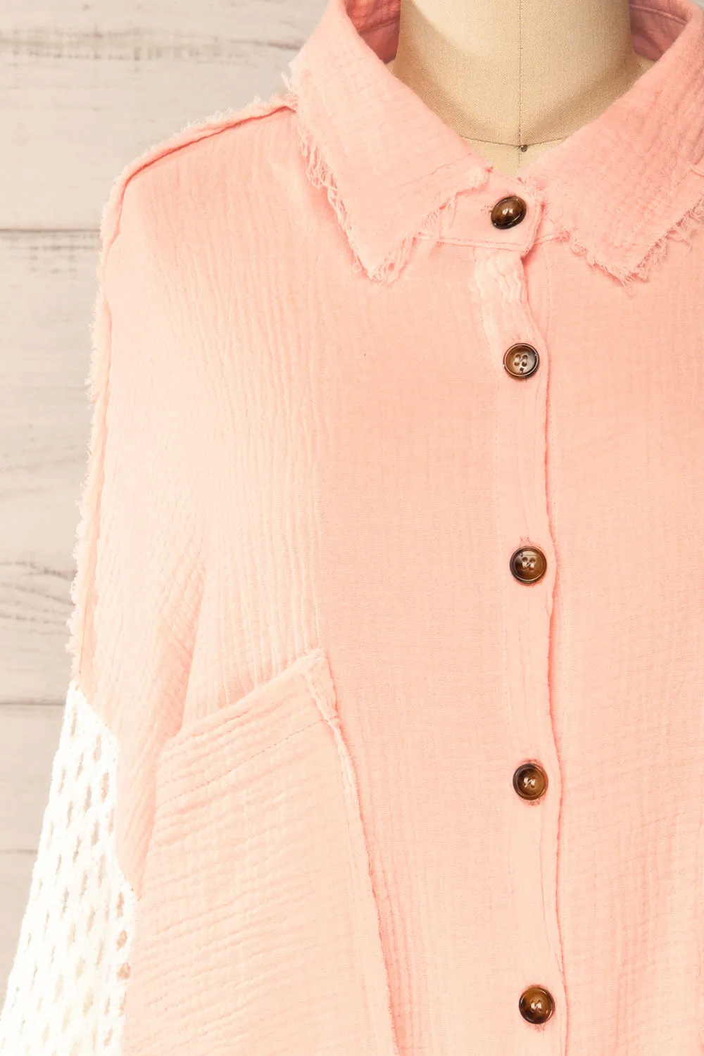 Jaipur Pink | Oversized Shirt w/ Knit Sleeves sold by Boutique 1861 product image thumbnail 2