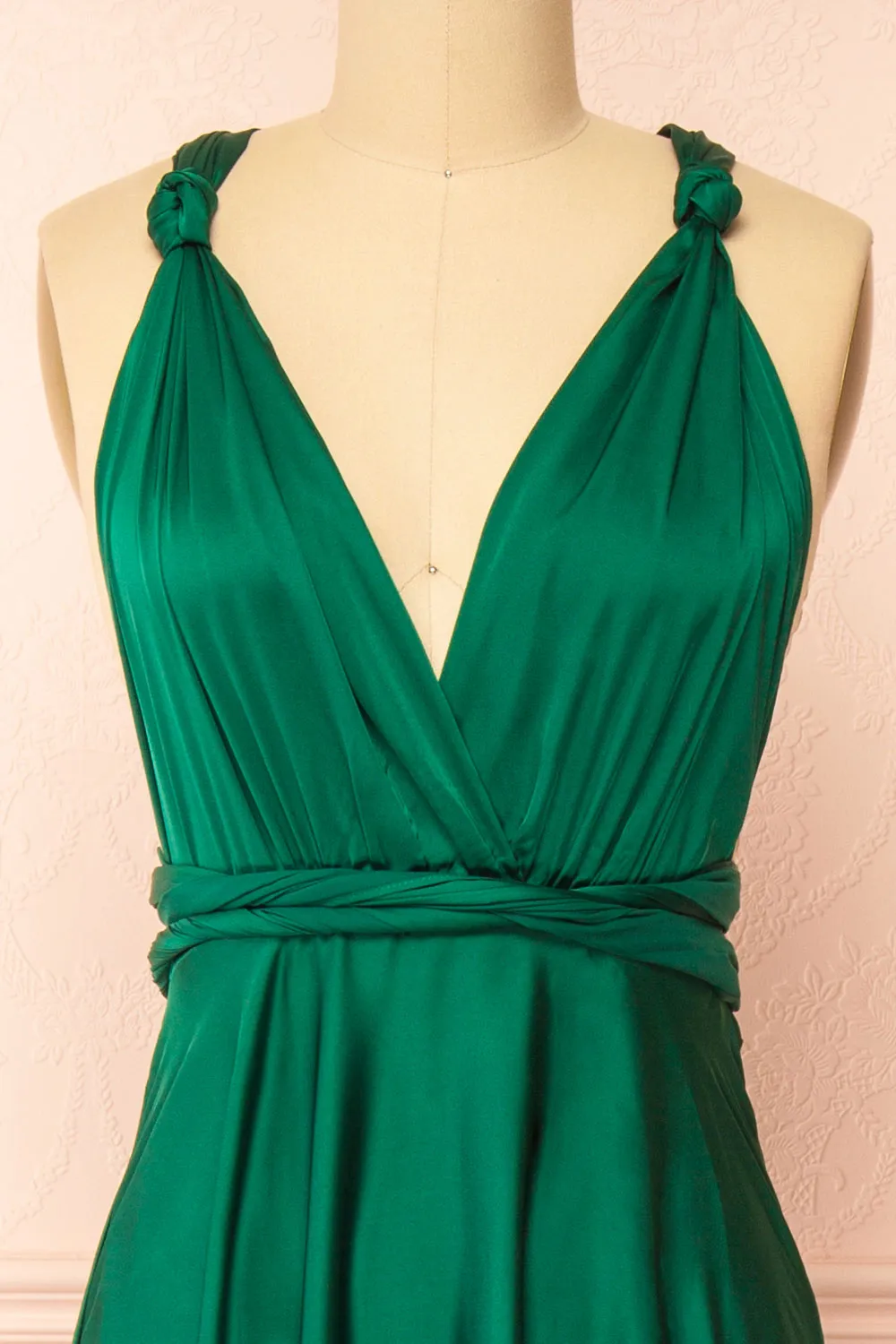 Yayabei | Green Satin Convertible Maxi Dress sold by Boutique 1861 product image thumbnail 2