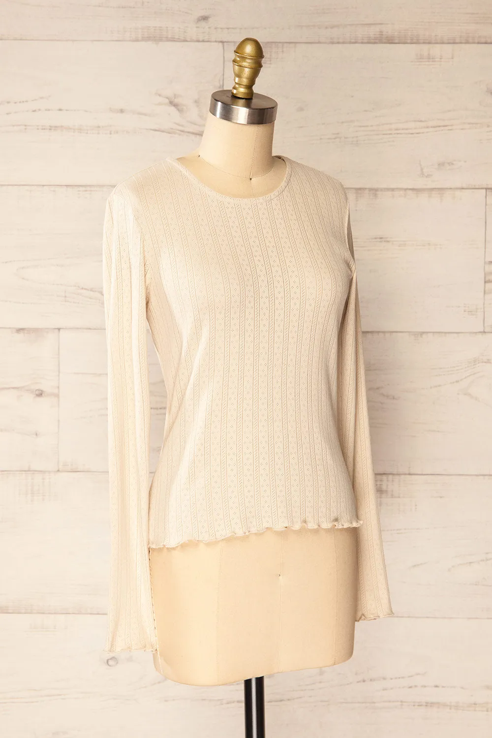 Toulon Beige | Long Sleeve Lace-Knit Top sold by Boutique 1861 product image thumbnail 3