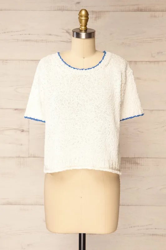 Stanhope | White Chunky Knit T-Shirt sold by Boutique 1861