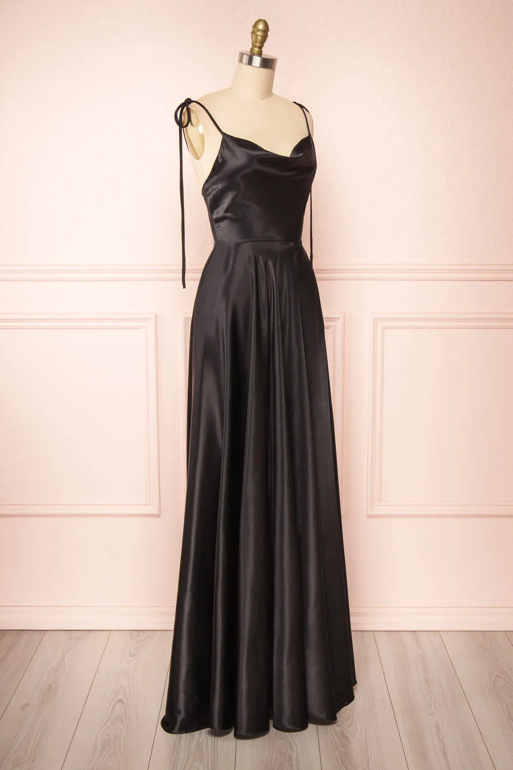 Moira Black | Cowl Neck Satin Maxi Dress w/ High Slit sold by Boutique 1861 product image thumbnail 5