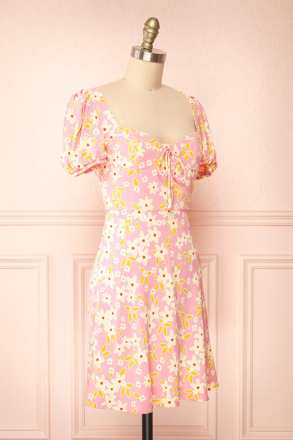 Olga | Short Pink Floral Dress w/ Puffy Sleeves sold by Boutique 1861 product image thumbnail 4
