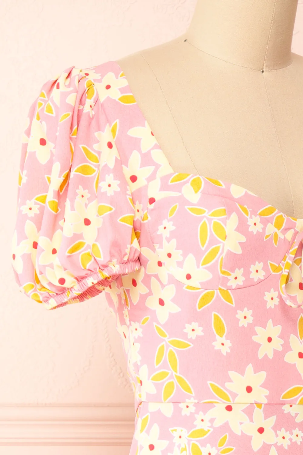 Olga | Short Pink Floral Dress w/ Puffy Sleeves sold by Boutique 1861 product image thumbnail 5